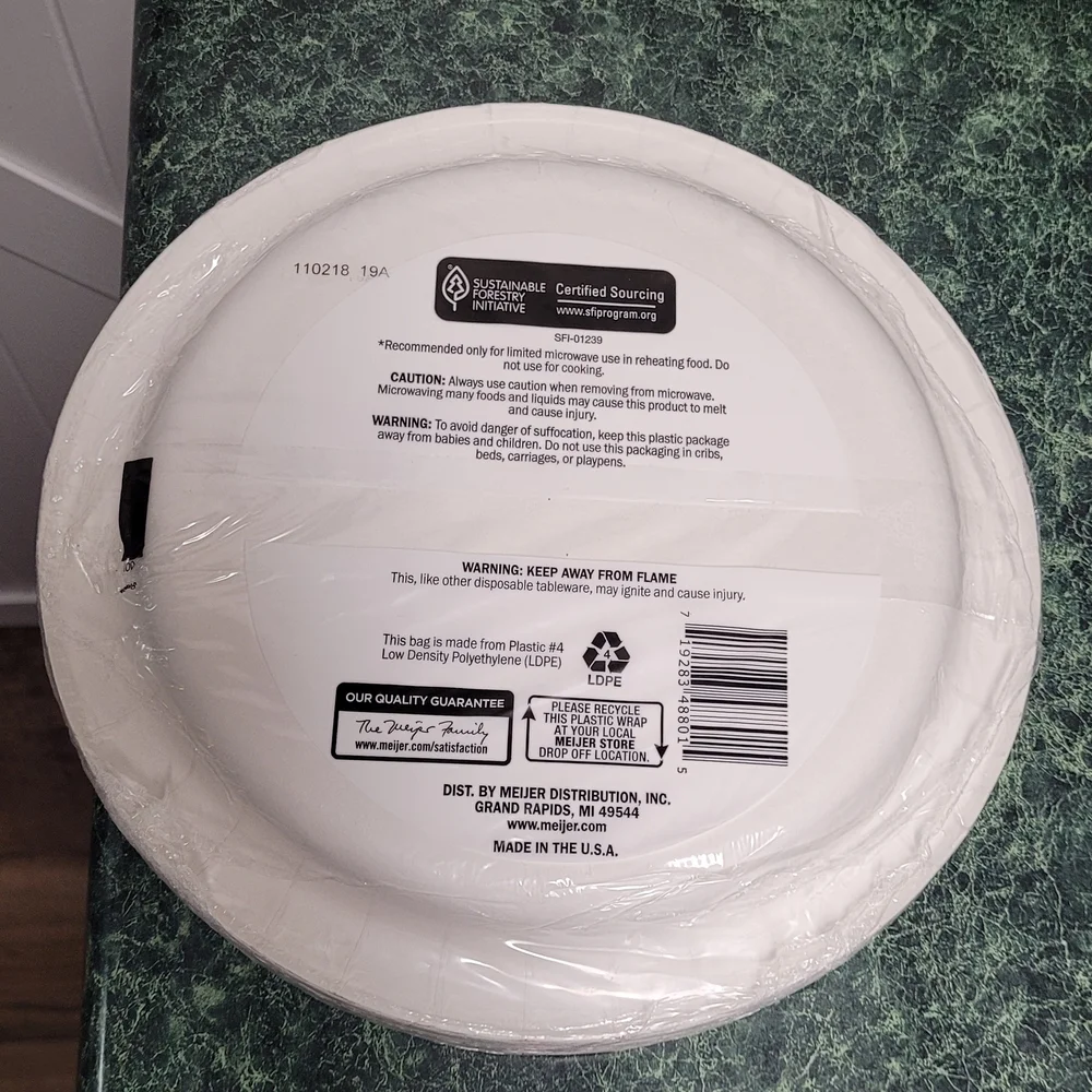 Meijer Ultra Paper Plates - Red, Green, and Gray Dots